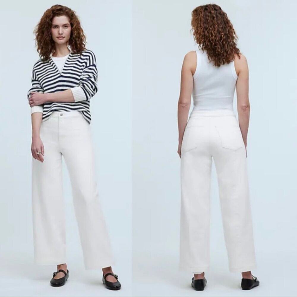 madewell curvy emmett wide-leg jean tile white: welt pocket no693 women size 31
